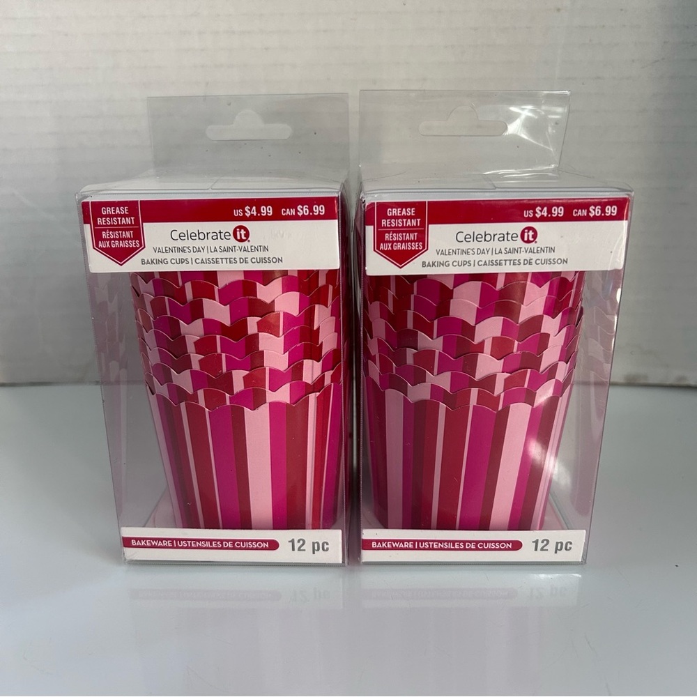 Celebrate It Pink/Red Baking Cups lot of 2 (total of 24 cups)